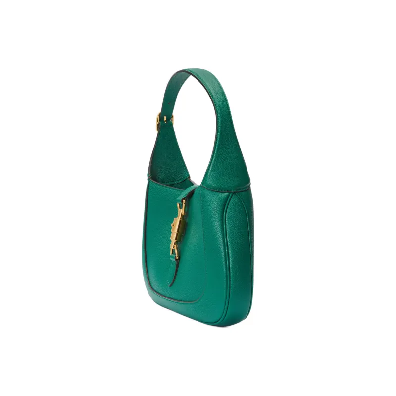 GUCCI Jackie 1961 Grained Leather Crescent Shoulder Bag Shoulder Bag Small Size Women's Emerald Green-1