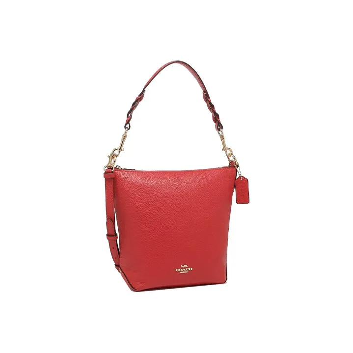 COACH Leather Bucket Bag, Hobo Bag, One Shoulder, Crossbody Bag Women's Red-1