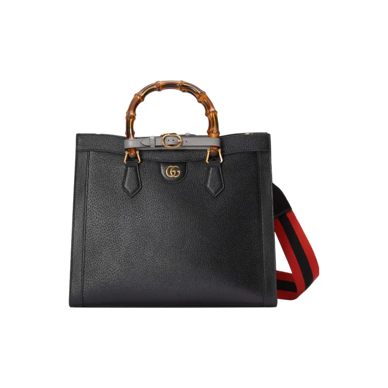 GUCCI Diana Leather One Shoulder Handbag Medium Size Women's Black-1