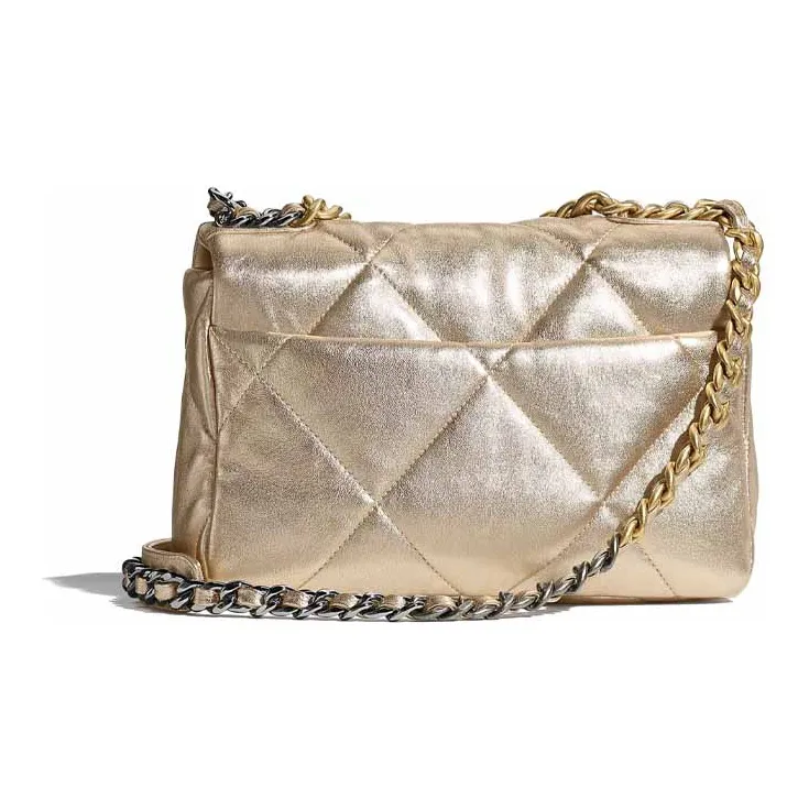 CHANEL 19Bag Metal Lambskin Shoulder Bag, Crossbody Bag Trumpets Women's Gold-1