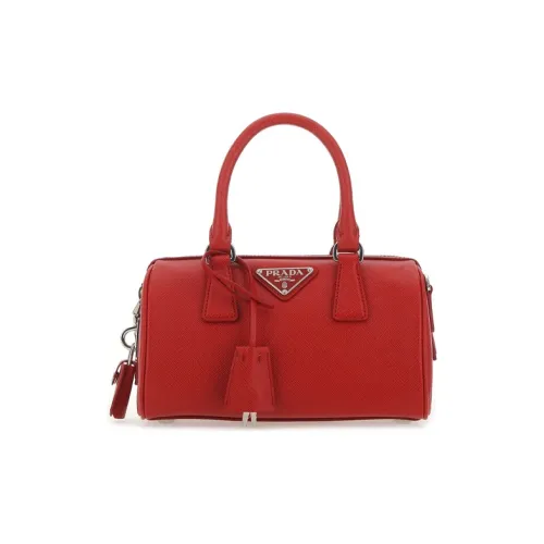 PRADA Saffiano Leather Shoulder Bag Crossbody Bag Handbag Unisex Red
