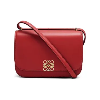 LOEWE Goya Silk Calfskin One Shoulder Crossbody Clutches Small Size Women's Red