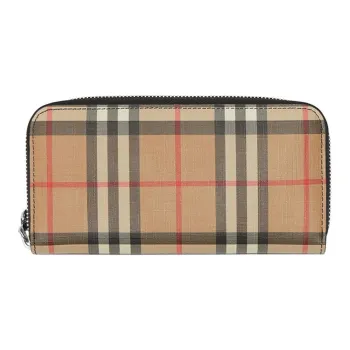 Burberry Calfskin Clutch Card Holder Wallet Women's Khaki/Black