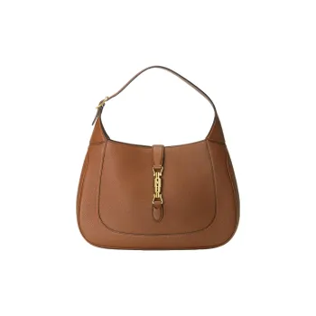 GUCCI Jackie 1961 Leather Crescent Shoulder Bag Shoulder Bag Medium Size Women's Tan