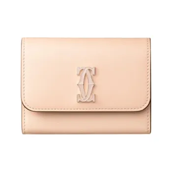 CARTIER Calfskin Wallet, Card Holder Women's Nude Pink