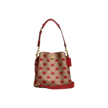COACH Canvas With Leather Bucket Bag, Crossbody Bag, Shoulder Bag Women's