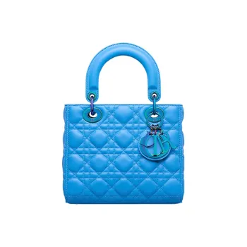 DIOR Sheepskin Lady Dior Bag, Handbag, Shoulder Bag, Crossbody Bag Small Size Women's Blue