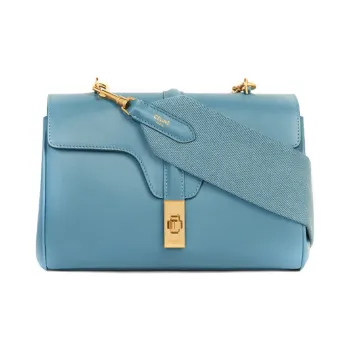 CELINE 16 Soft Smooth Cow Leather Handbag Shoulder Bag Women's Denim Blue