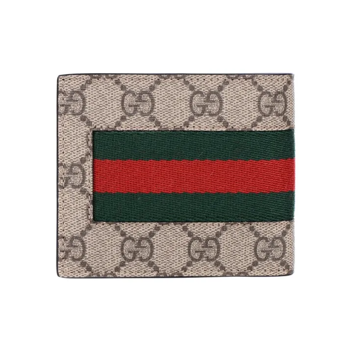 GUCCI Canvas With Leather Wallet Men's Ebony/Brown-1