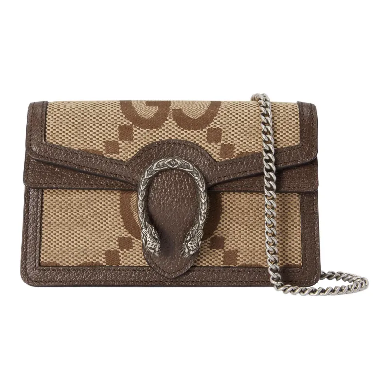 GUCCI Dionysus Canvas With Leather Trim Flap Bag Chain Bag Shoulder Bag Crossbody Bag Extra Mini Women's Beige Brown-0