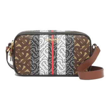 Burberry Canvas Camera Bag One Shoulder Handheld Crossbody Bag Unisex Mule Brown