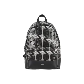 BALMAIN Cow Leather Backpack Men's Black/White