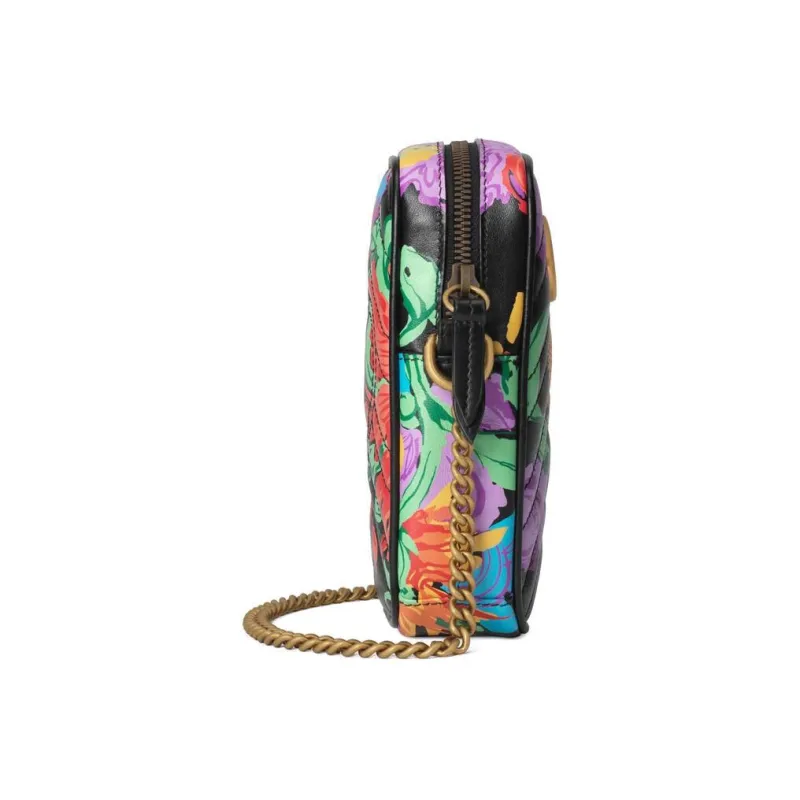 GUCCI Marmont Quilting Leather Cell Phone Pouch Chain Bag Shoulder Bag Crossbody Bag Mini Women's Black/Multicolor-2