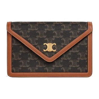 CELINE Canvas With Sheepskin Wallet, Shoulder Bag, Crossbody Bag Regular Women's Tawny