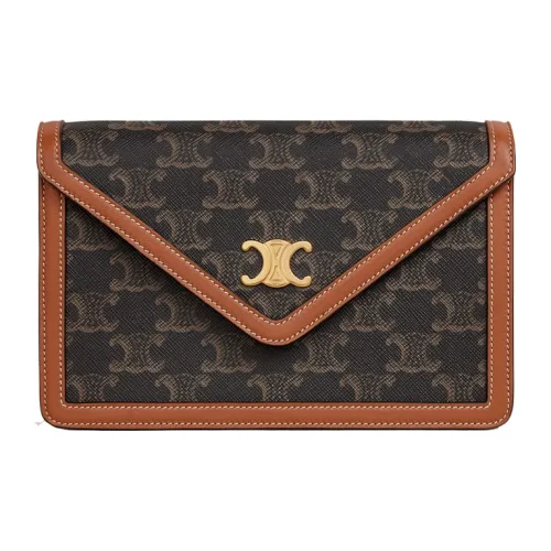 CELINE Canvas With Sheepskin Wallet, Shoulder Bag, Crossbody Bag Regular Women's Tawny
