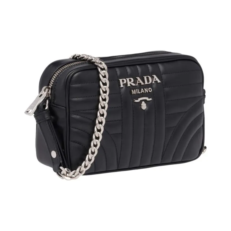 PRADA Diagramme Cow Leather Crossbody Bag, Shoulder Bag Women's Black-1