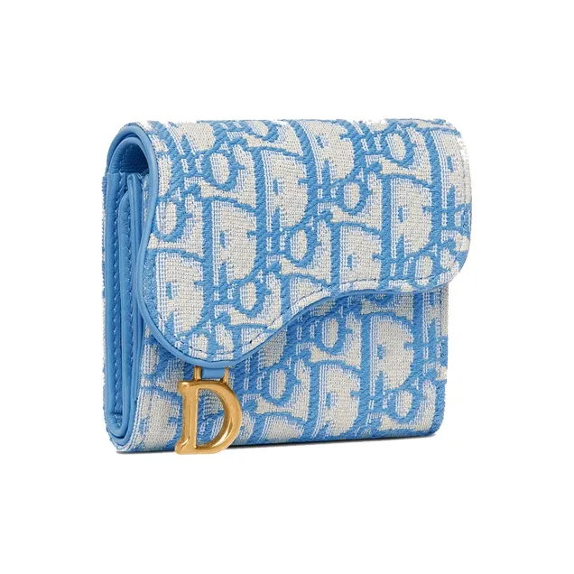 DIOR Jacquard Canvas Coin Purses Card Holders Women's Cornflower Blue-2