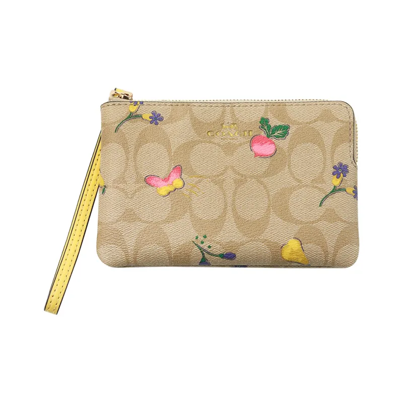 COACH PVC Clutch Small Size Women's Bright Khaki/Vintage Yellow Monogram-0