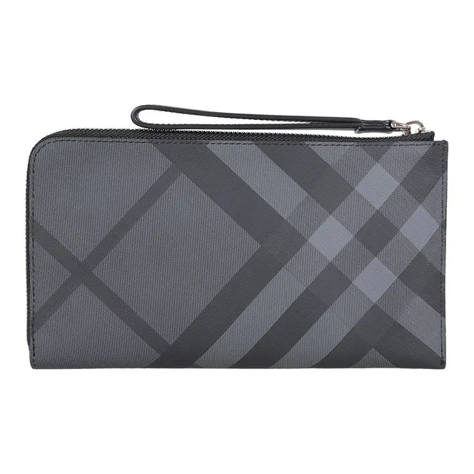 Burberry PVC Combo Bag Clutch Card Holder Wallet Men's Black Gray Color-2