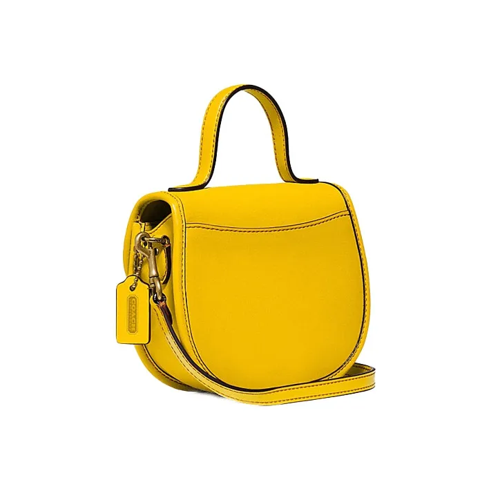 COACH Leather Saddle Bag Handbag, Shoulder Bag, Crossbody Bag Mini Women's Yellow-1