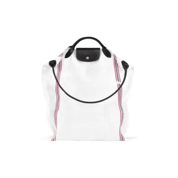 LONGCHAMP Le Pliage Torchon Cow Leather Handbag Shoulder Bag Extra Large Women's White