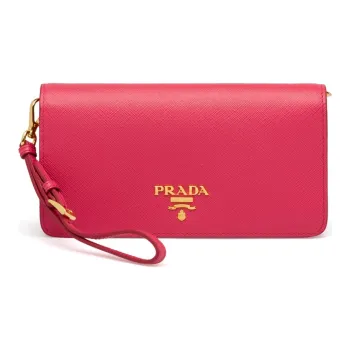 PRADA Leather Handbag Clutches Mini Women's Pink Peony