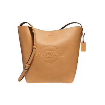 COACH Hudson Smooth Leather Bucket Bags Shoulder Bag Crossbody Bag Medium Size Men's Mustard Yellow