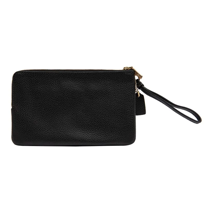 COACH Double Zip Wallet Cow Leather Coin Purse Clutch Wallet Small Size Women's Black-1