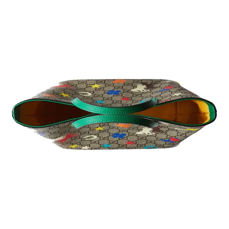 GUCCI Canvas With Leather Tote Bag Shopping Bag Handbag Regular Kids' Ebony/Green/Multicolor-3