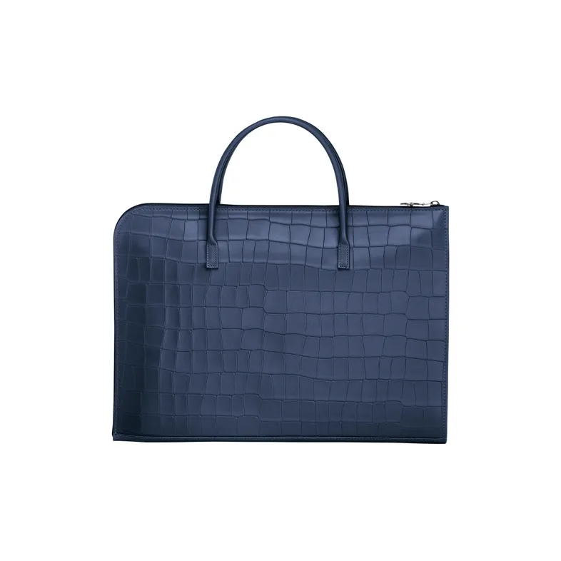 LONGCHAMP Croco Block Large Cow Leather Portable Briefcases Small Size Men's Blue-2
