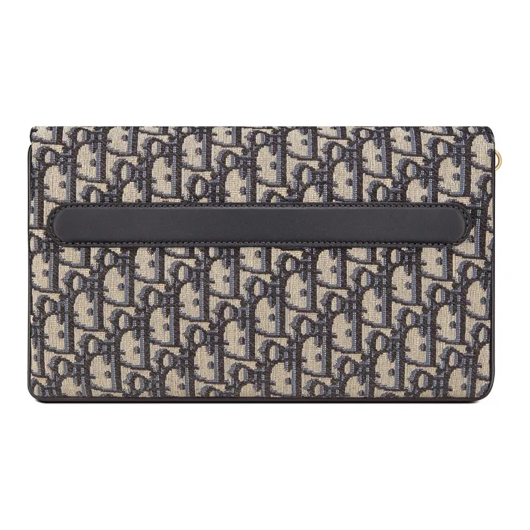 DIOR D-Double Oblique Embroidery Handheld Shoulder Bag Crossbody Bag Medium Size Women's Denim Blue-3