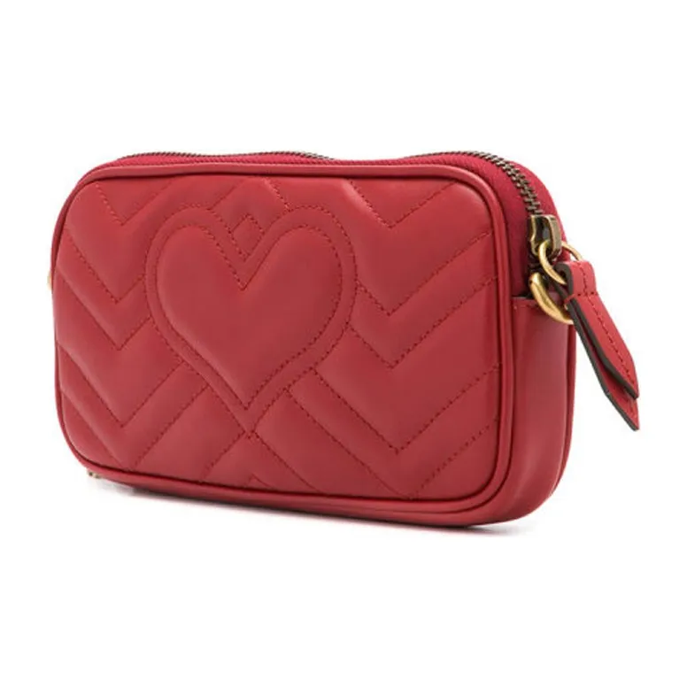 GUCCI Marmont Cow Leather Shoulder Bag Crossbody Bag Mini Women's Red-1
