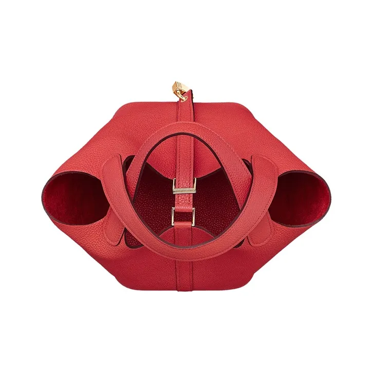 HERMES Picotin Lock Maurice Bullock Leather Basket Bag Handbag Bucket Bag Women's A5 Bougainvillea Dujuan Red-2