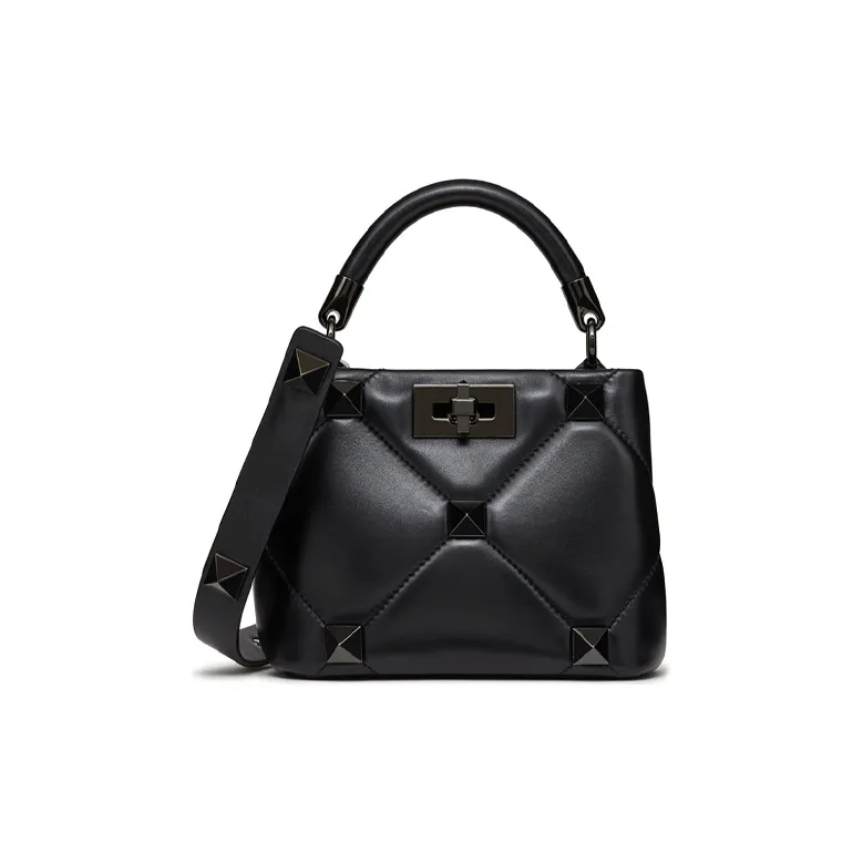 Valentino ROMAN STUD Sheepskin Handbag Shoulder Bag Crossbody Bag Mini Women's Black-0
