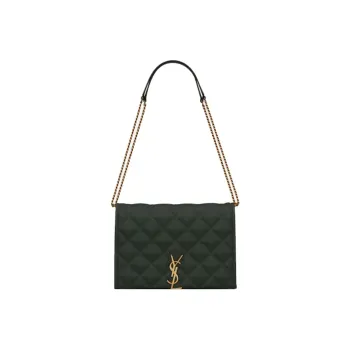 SAINT LAURENT BECKY Lambskin Crossbody Bag, Shoulder Bag Women's Dark Green