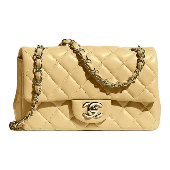 CHANEL 22c Early Spring Sheepskin Shoulder Bag, Crossbody Bag Women's Beige Milk Tea