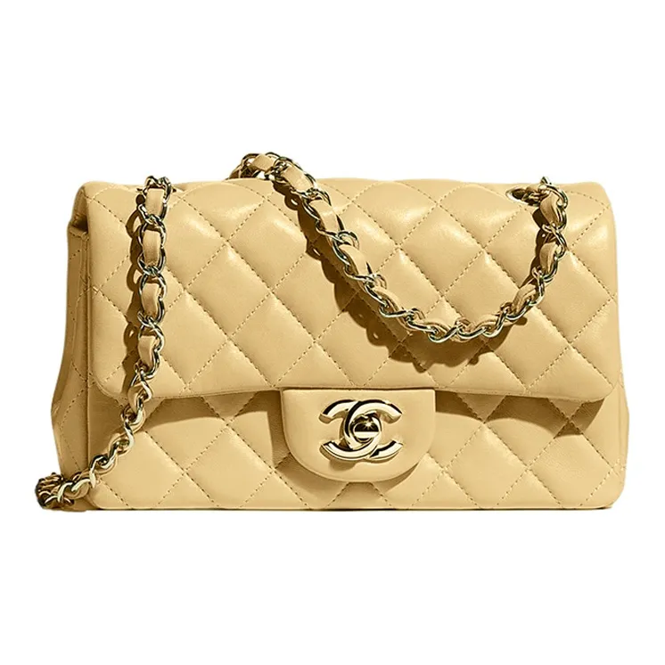 CHANEL 22c Early Spring Sheepskin Shoulder Bag, Crossbody Bag Women's Beige Milk Tea-0
