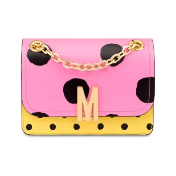 MOSCHINO Cow Leather Shoulder Bag Women's Pink Yellow