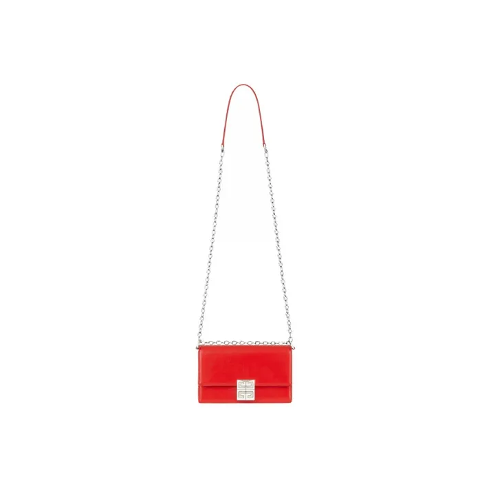 GIVENCHY Cow Leather Chain Bag Shoulder Bag Crossbody Bag Small Size Women's Red-1