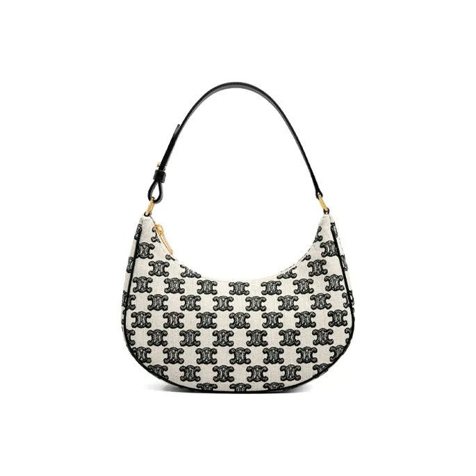 CELINE Cow Leather Handbag One Shoulder Bag Women's Black-2