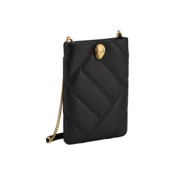 BVLGARI Serpenti Cabochon Calfskin, Lambskin Lining Crossbody Bag With Cell Phone Pouch Women's Black