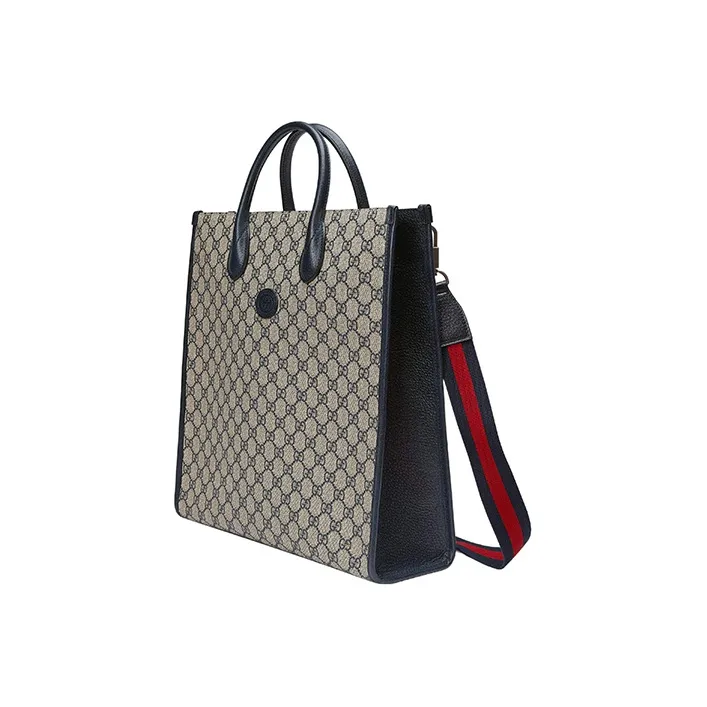 GUCCI Leather Totes Handbags Medium Size Unisex Beige/Blue-1