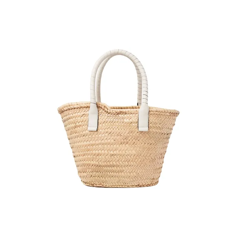 Chloe Chloé Bags Raffia Calfskin Tote Bag, Shopping Bag, Basket Bag, Handbag, Shoulder Bag Women's White-1