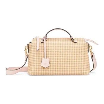 FENDI By The Way Series Calfskin Boston Bag, Shoulder Bag, Crossbody Bag, Handbag Medium Size Women's Beige/Pink