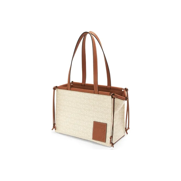 LOEWE Cushion Tote Cow Leather Tote Bag Shopping Bag Handbag Shoulder Bag Women's Beige-1