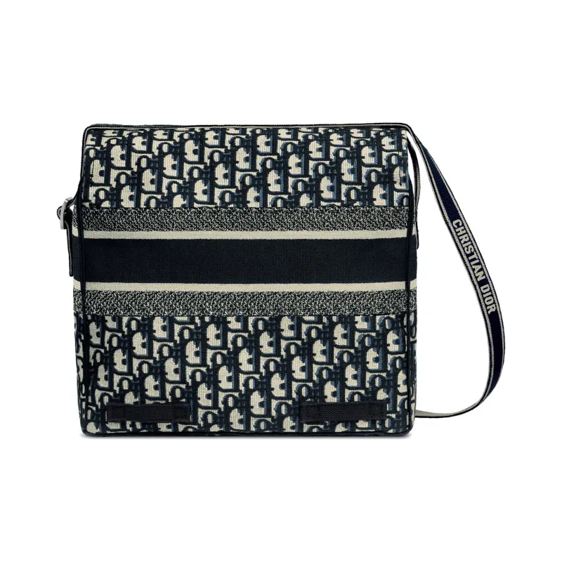 DIOR DiorCamp Canvas Canvas Bag Messenger Bag Shoulder Bag Crossbody Bag Medium Size Unisex Denim Blue-3