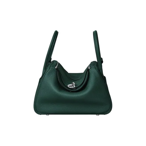 HERMES Taurillon Clemence Leather Handbag Shoulder Bag Women's 6O Vert Cypres Pine Green