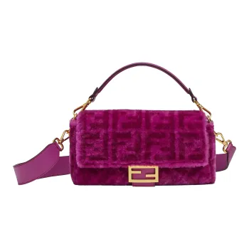 FENDI SKIMS Collaboration Baguette Sheepskin Shoulder Bag Crossbody Bag Handbag Medium Size Women's Purple