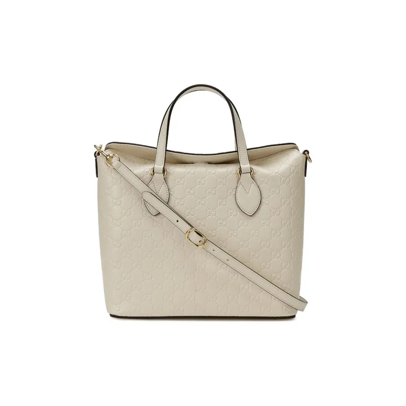 GUCCI Leather Tote Bag, Shopping Bag, Shoulder Bag, Handbag Regular Women's Ecru-0