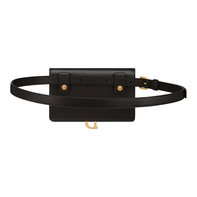 DIOR Saddle Cow Leather Saddle Bag Fanny Pack Regular Women's Black-3